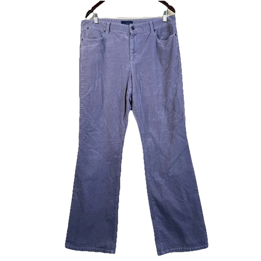 Talbots Curvy Fit Corduroy Pants Womens 14 Purple Bootcut Stretch Cotton Retro